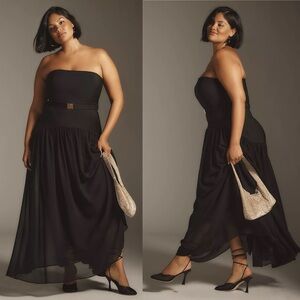 Anthropologie Black Strapless Maxi Dress